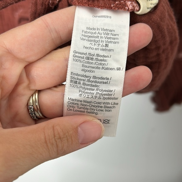 Madewell Maira Lightspun Embroidered Floral Burnished Mahogany Weap Top - Picture 4 of 7